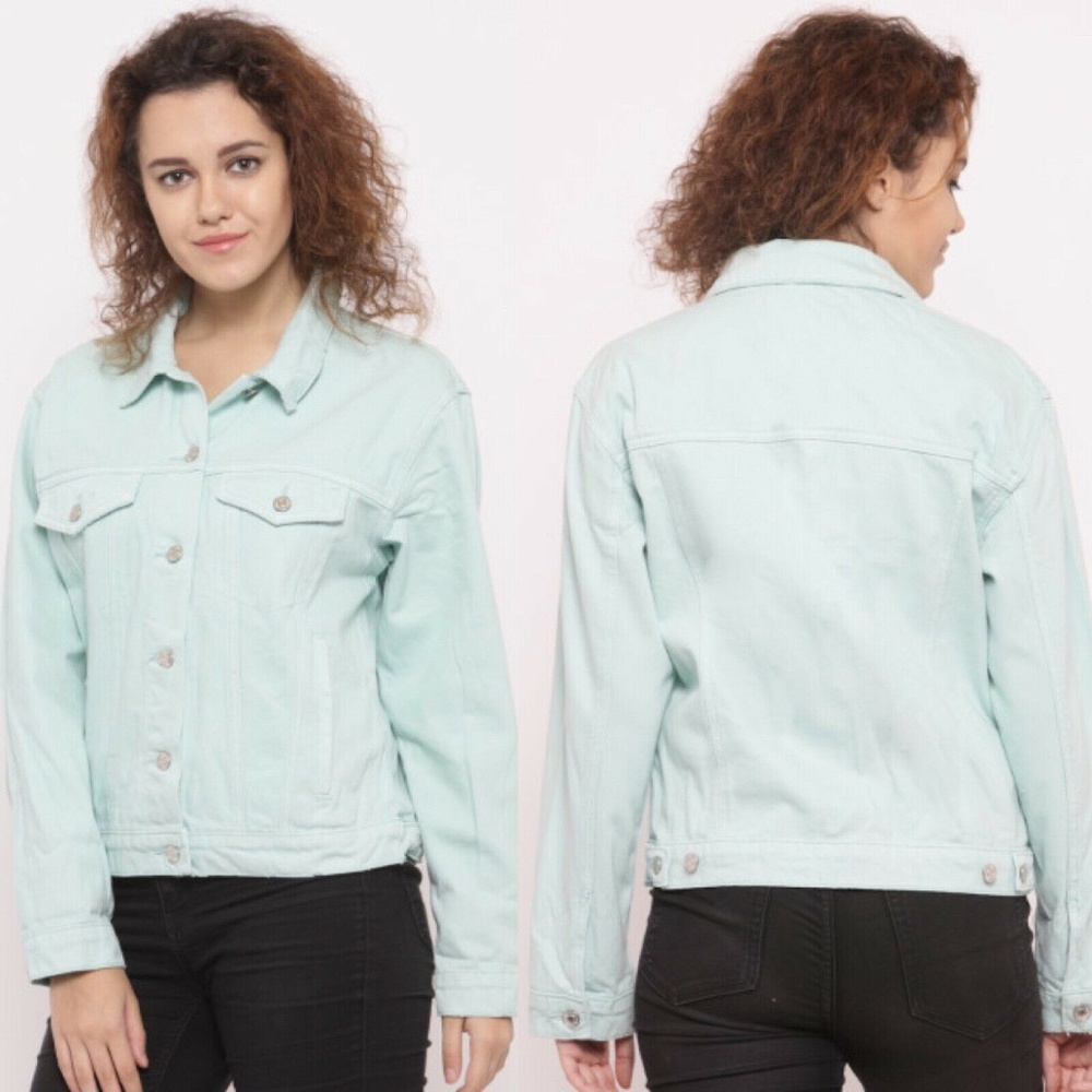 FOREVER 21 Denim Jean Jacket Mint Color Size S